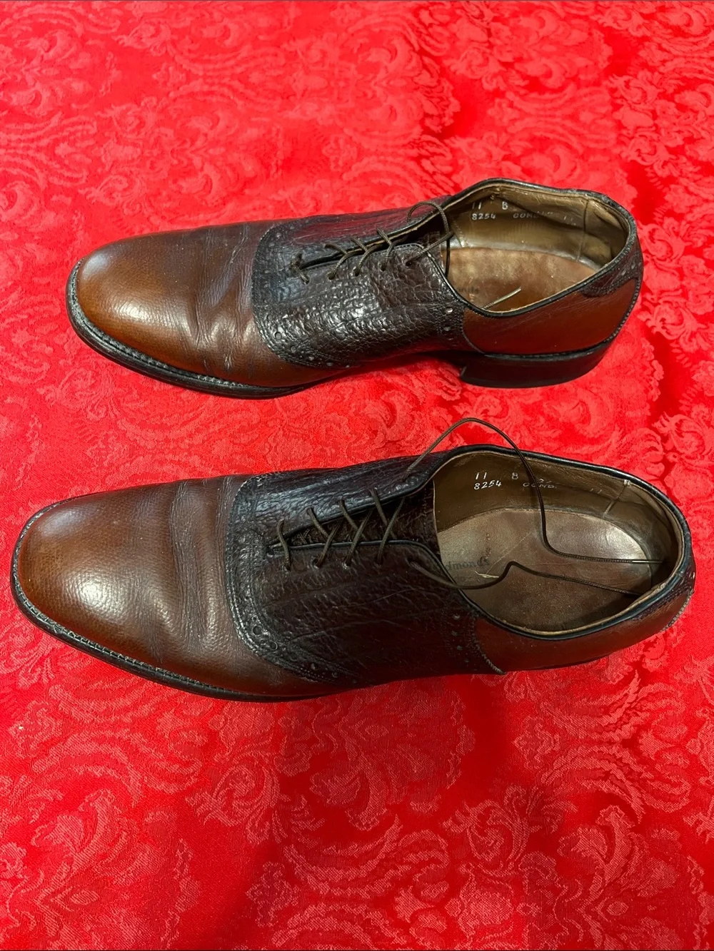 Allen Edmonds Two Tone Brown Leather Oxford Dress Shoes Men's 11 USA Made